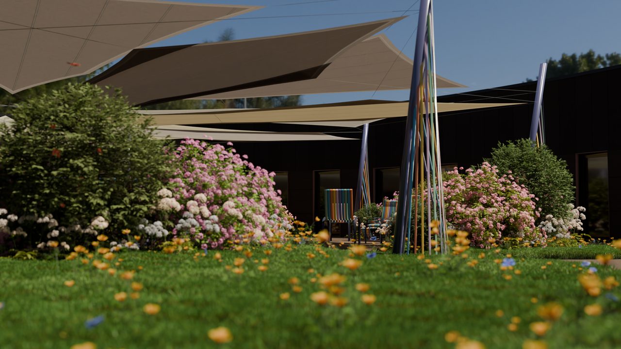 Étude : voiles sur le jardin d’une maison de retraite