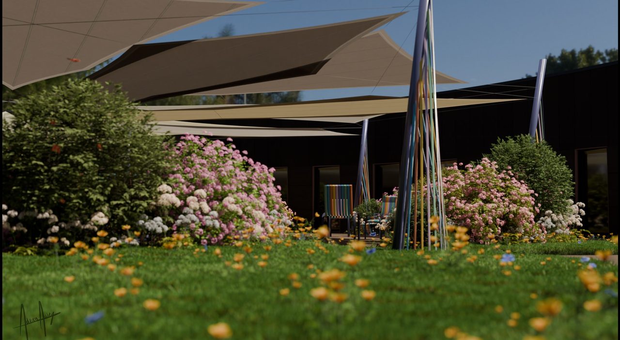 Étude : voiles sur le jardin d’une maison de retraite