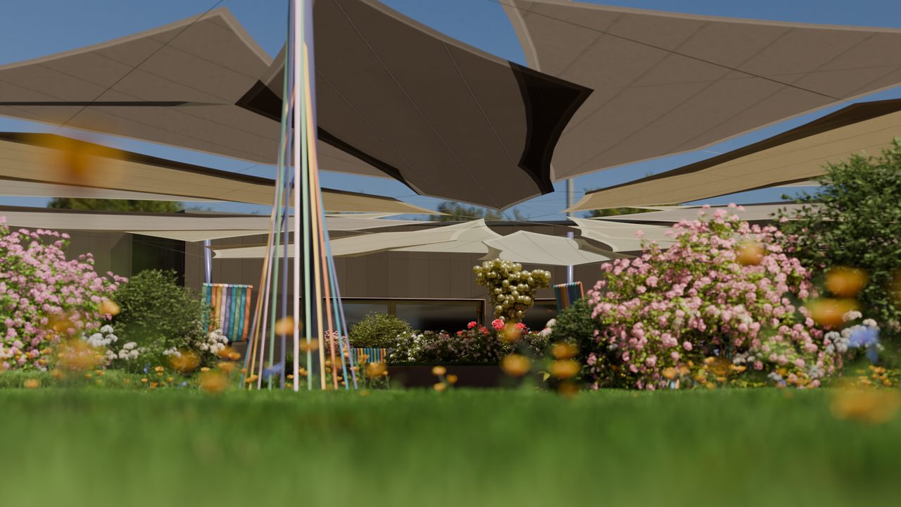 Étude : voiles sur le jardin d’une maison de retraite
