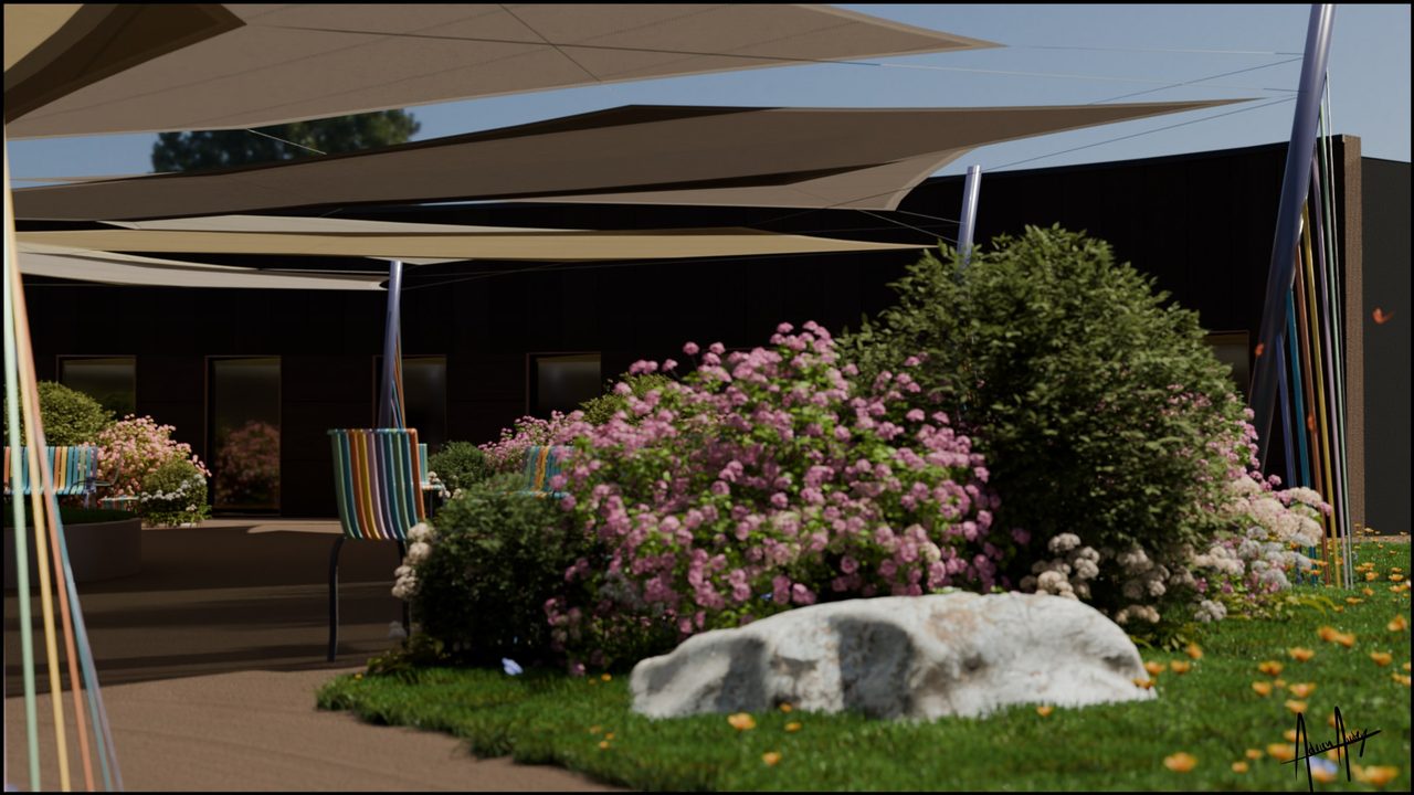 Étude : voiles sur le jardin d’une maison de retraite