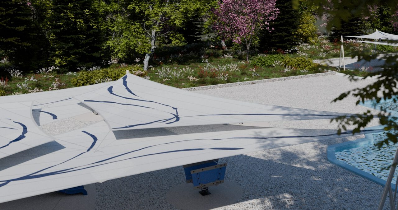 Étude : voiles en roues au-dessus des bassins, Morzine