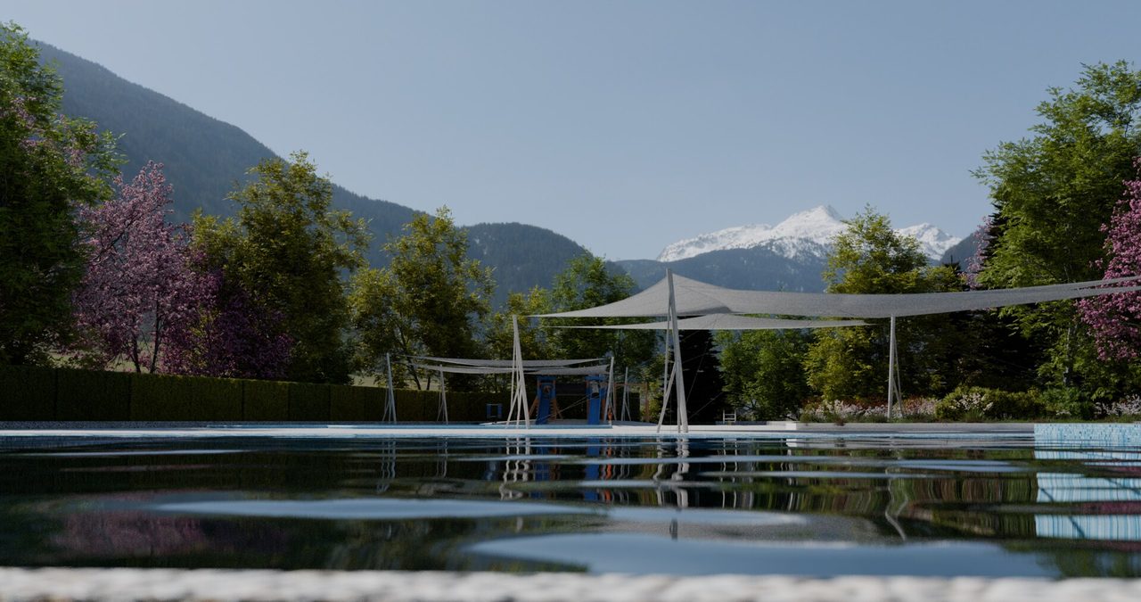 Étude : voiles en roues au-dessus des bassins, Morzine