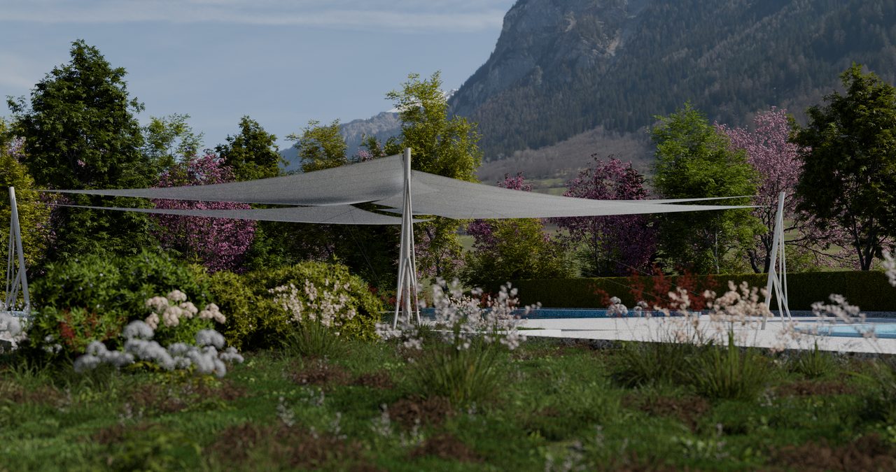 Étude : voiles en roues au-dessus des bassins, Morzine