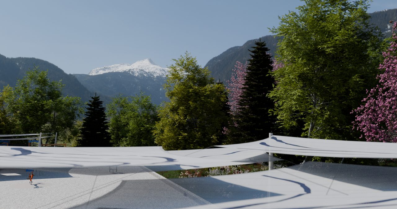 Étude : voiles en roues au-dessus des bassins, Morzine