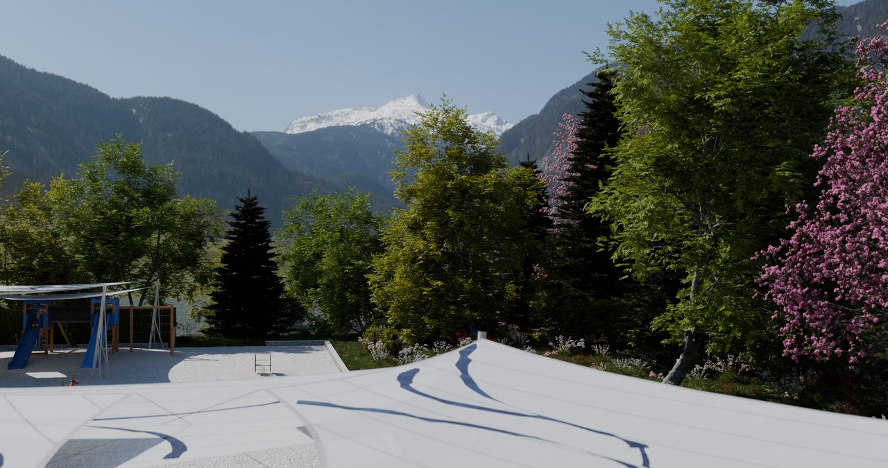 Étude : voiles en roues au-dessus des bassins, Morzine