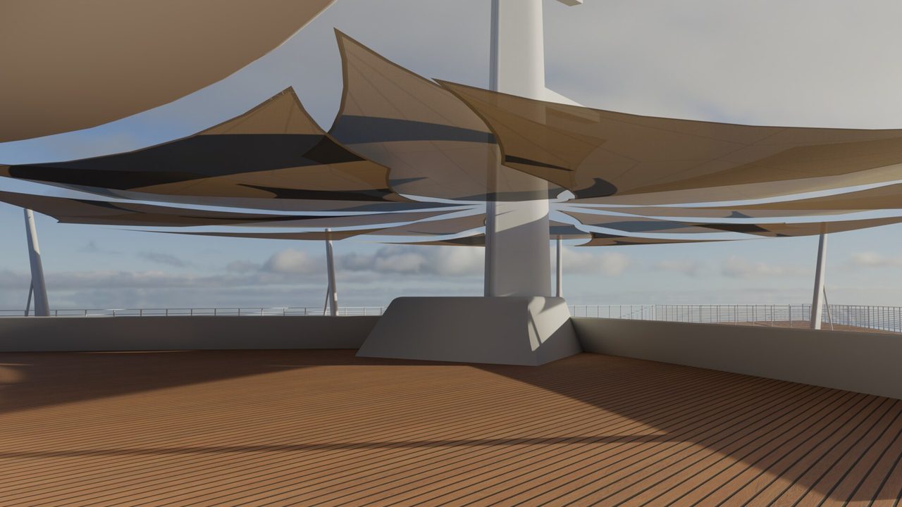 Étude : voiles en rose des vents sur un pont