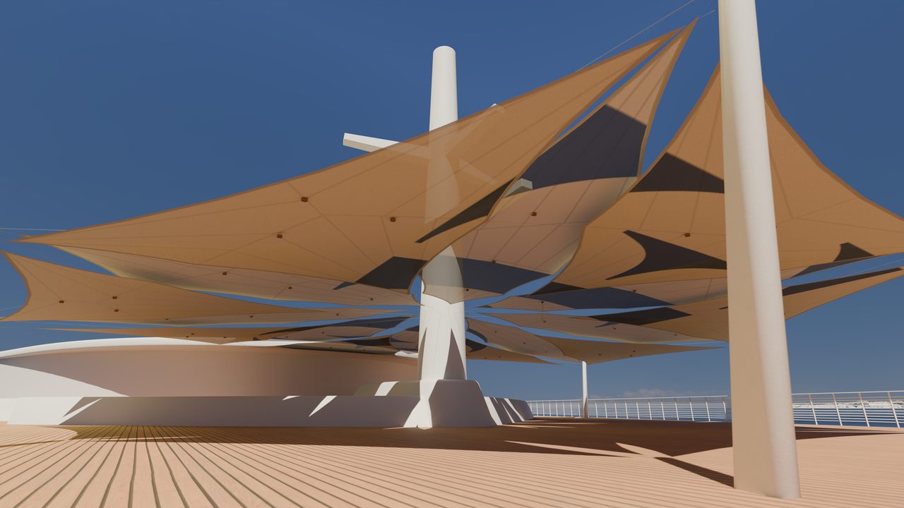 Étude : voiles en rose des vents sur un pont