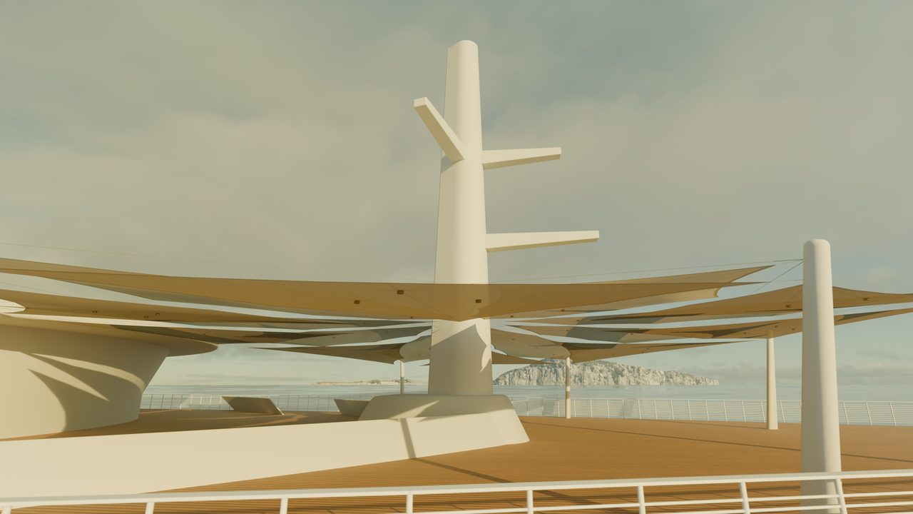 Étude : voiles en rose des vents sur un pont