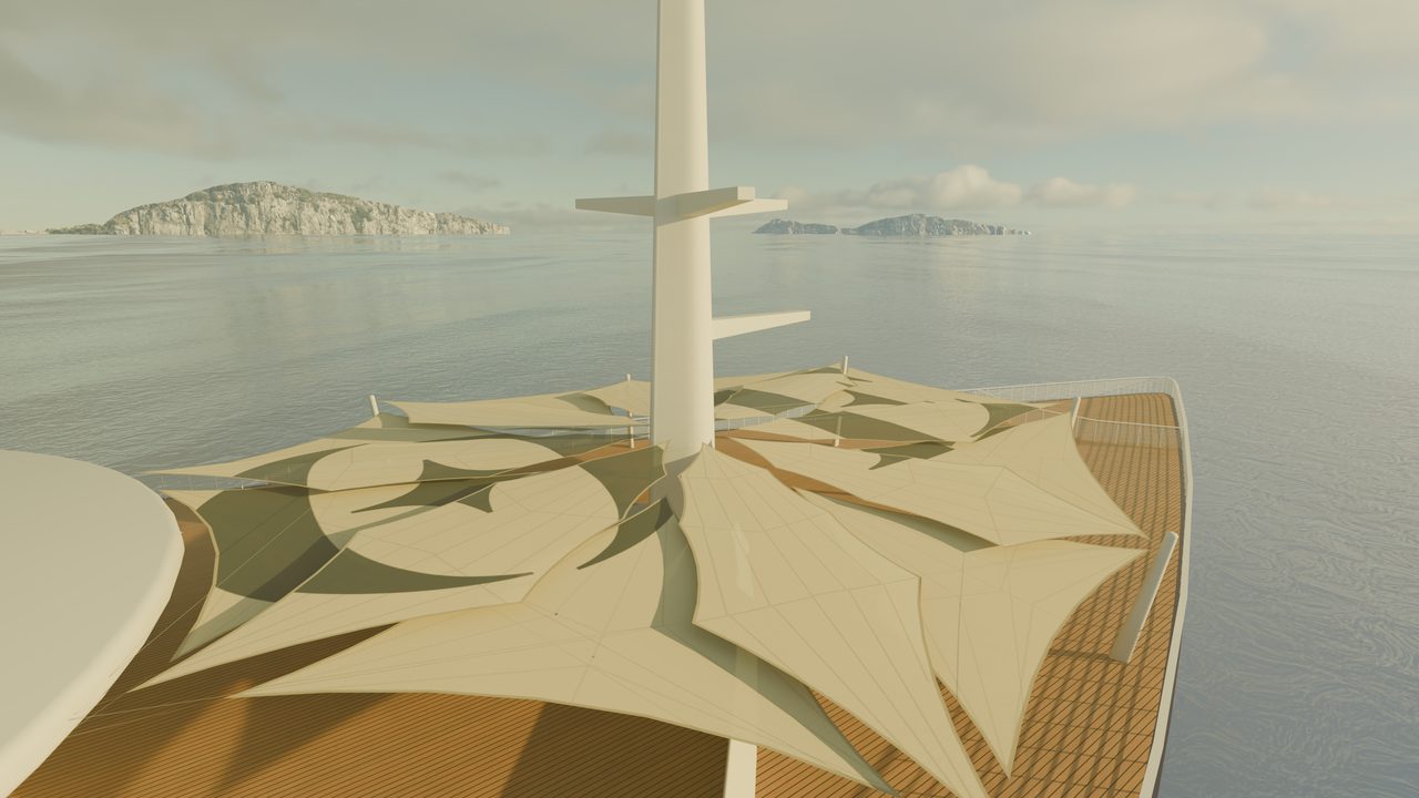 Étude : voiles en rose des vents sur un pont