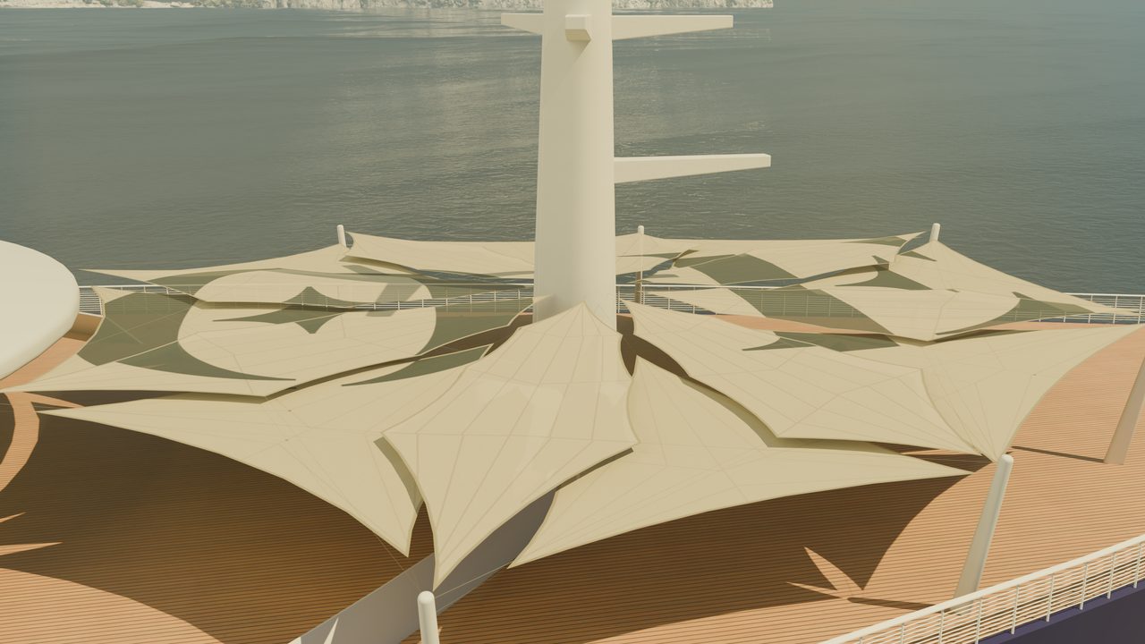 Étude : voiles en rose des vents sur un pont
