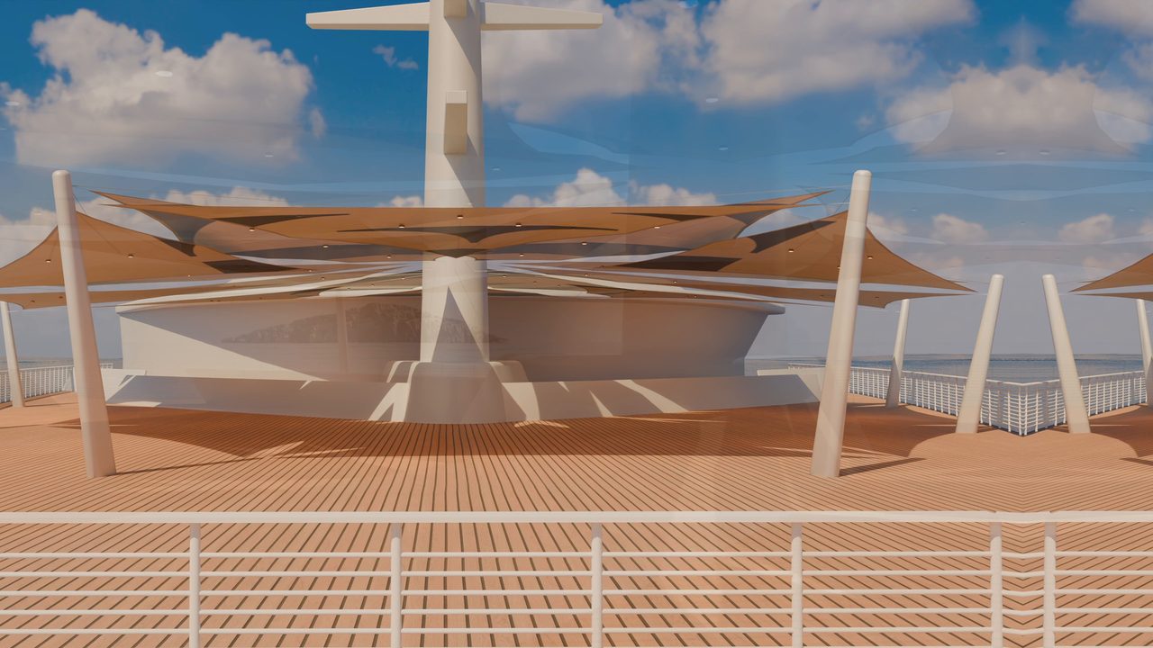 Étude : voiles en rose des vents sur un pont